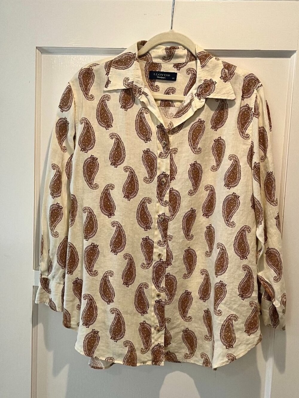 El Corte Ingles Lloyds 100% Linen Paisley Blouse -- Size 14/44